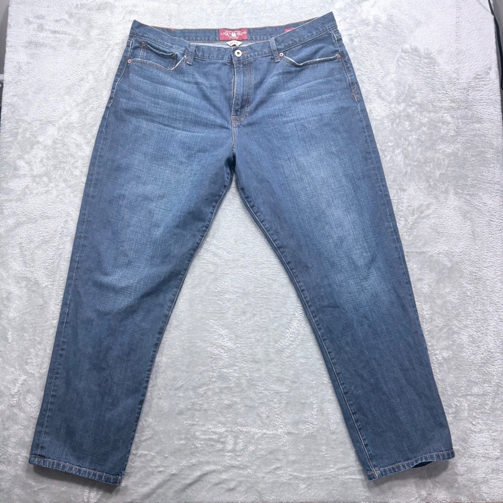 Lucky Brand 429 Classic‎ Straight Jeans Mens 42x32 Blue Medium Wash Denim